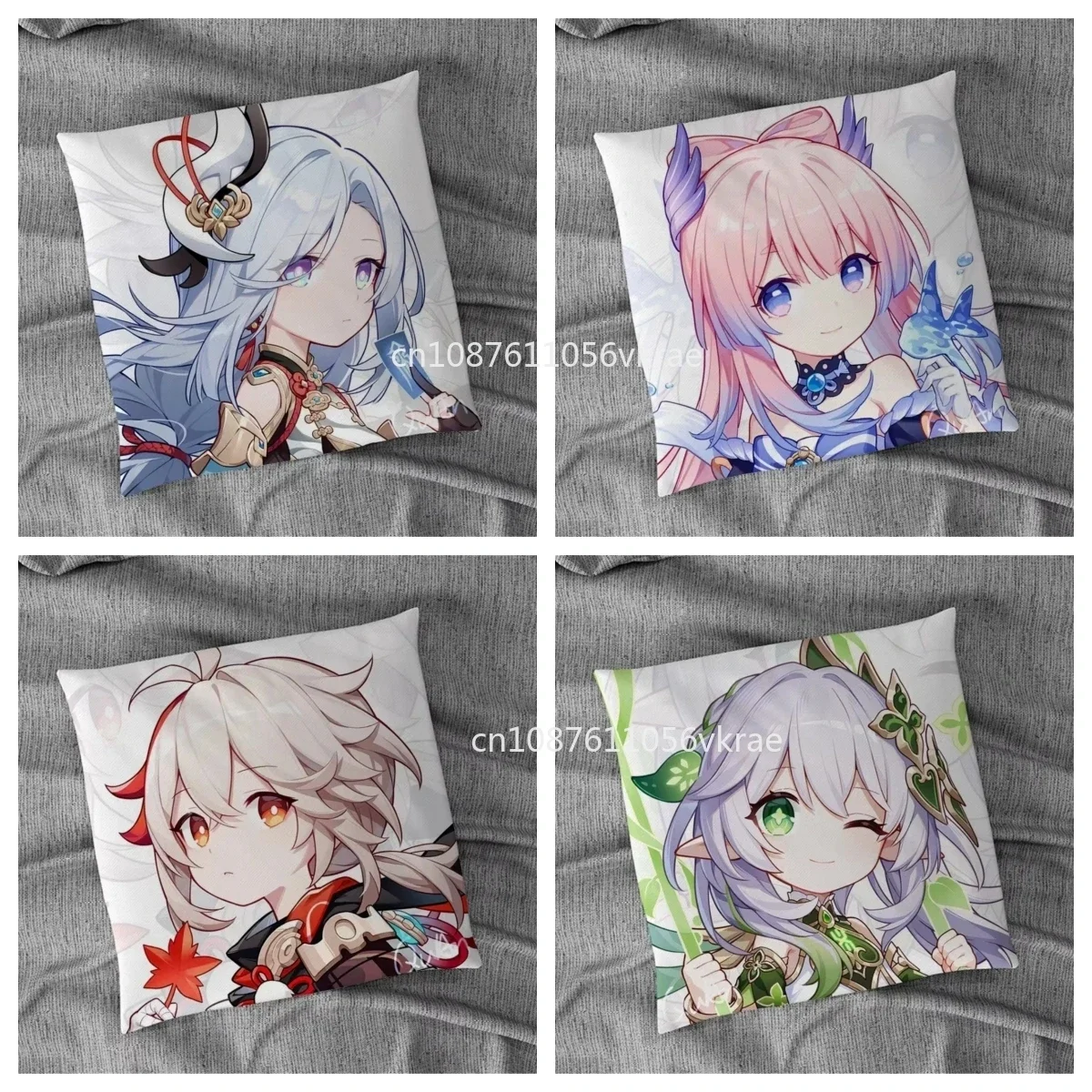 Genshin Impact Chair Cushion Cover 45x45cm 18x18Inch Pillowcase Decorative Pillowcases  Ornamental Pillows for Living Room Sofa