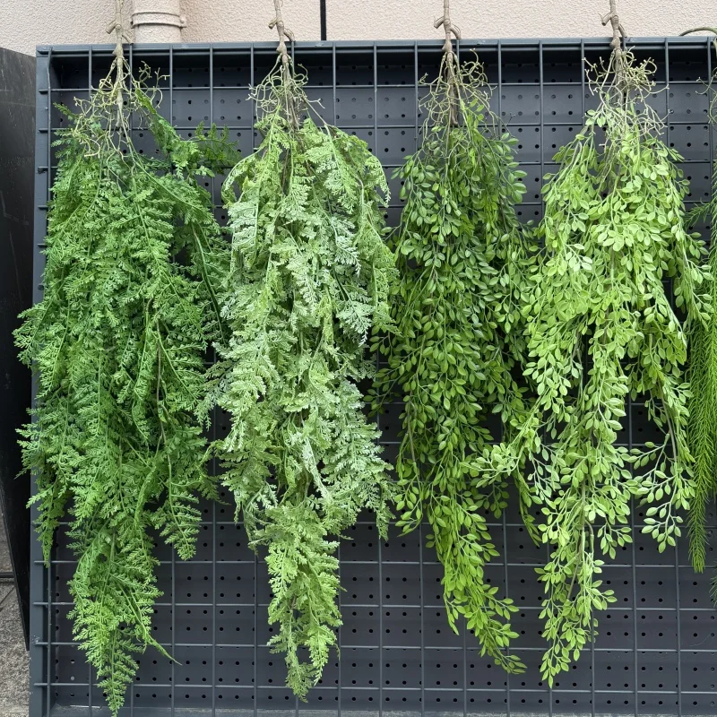 Realistic Plastic Hanging Vines with Faux Herbs - Durable Greenery Curtain for Restaurant Facades & Shopping Mall Decor