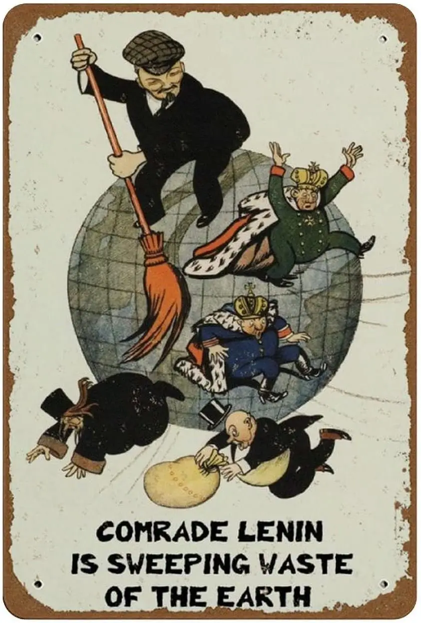 Anti-Capitalist 'Comrade Lenin Is Sweeping Waste of The Earth' English Translation of Russian Original Vintage Prop sign