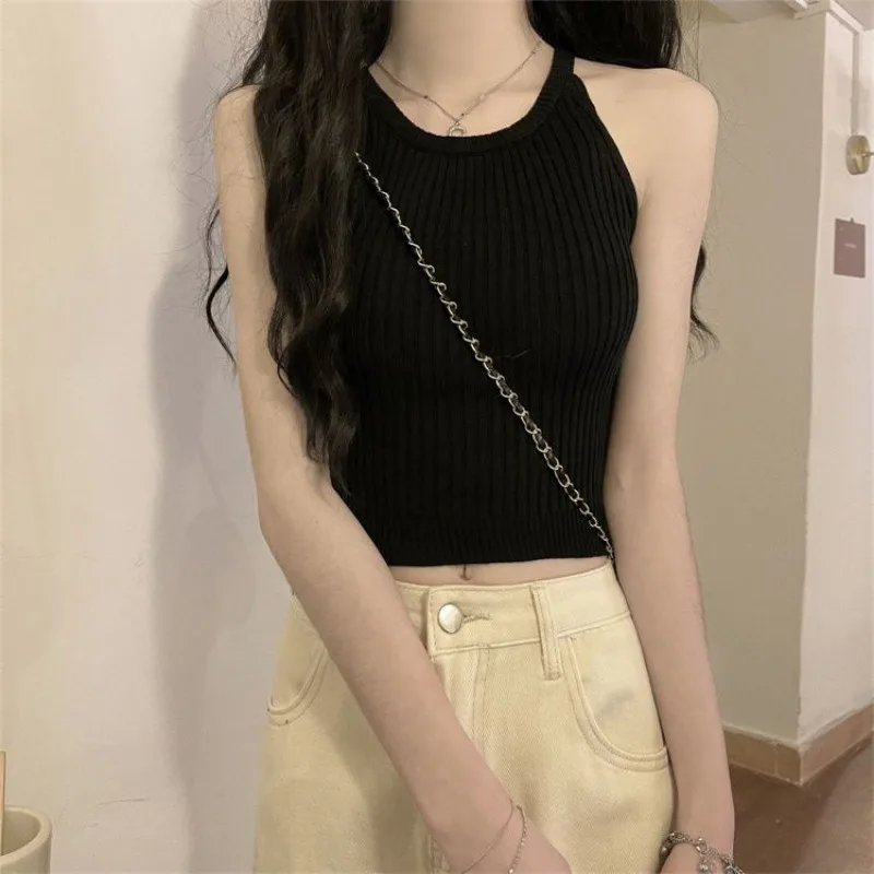 Tanks Women Solid 5 Colors All-match Summer Basics Popular Elegant Korean Style Daily Charming Simple Sweet Students Personality