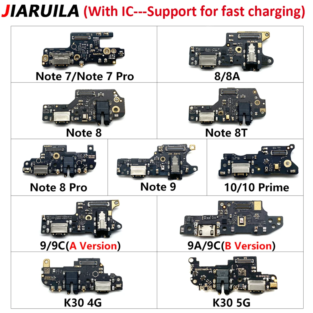 USB Charging Port Charger Plug Connector Board Flex For Xiaomi Redmi 10 Prime 10A 10C K30 4G 5G 9A 9C 9T Note 8 9 7 Pro 8T 9S