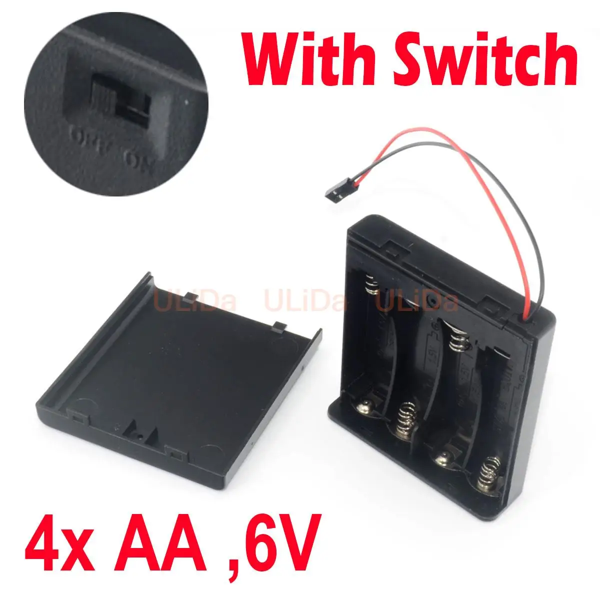 

DC 6V 4 X AA Держатель батареи Чехол Слот Держатель Пластиковый ящик для хранения с переключателем ВЫКЛ/ВКЛ 2-контактный кабель Dupont Провода для обновления RC Часть