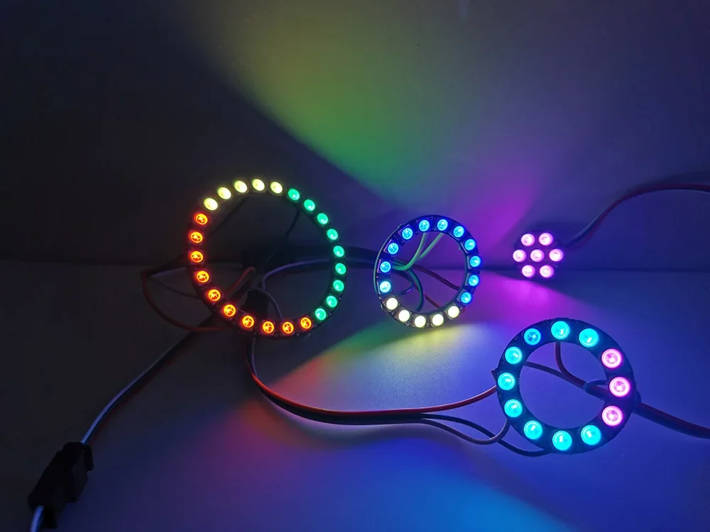 

7/12/16/24 LED WS2812B RGB Ring Light - 5050 Addressable LED Kit w/Driver for Arduino/RPi/ESP DIY Projects