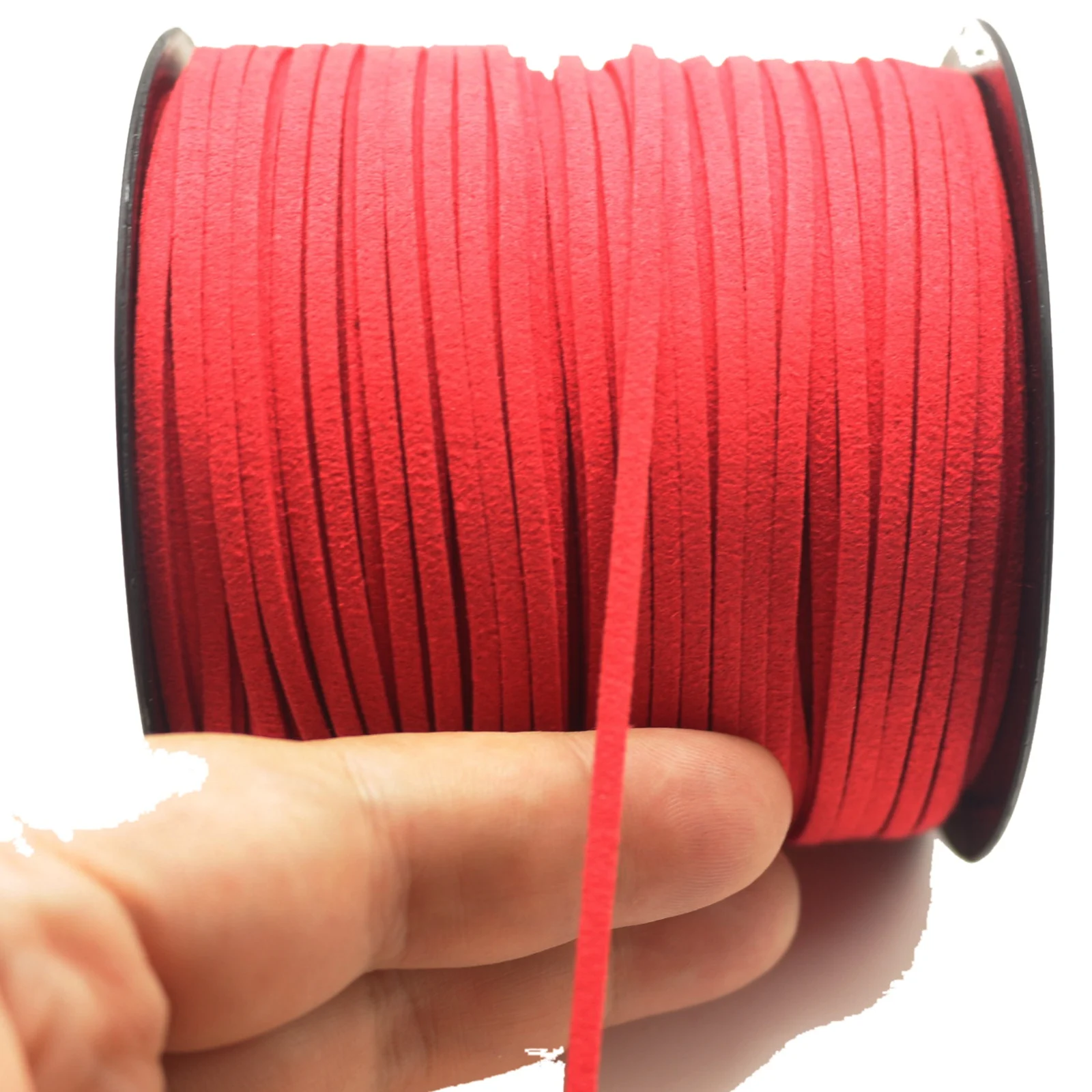 100 Yards Red Faux Suede Flat Leather Cord Lace String 2.6mm  with Roll Spool for Necklace Bracelet Beaded DIY Handmade Crafts