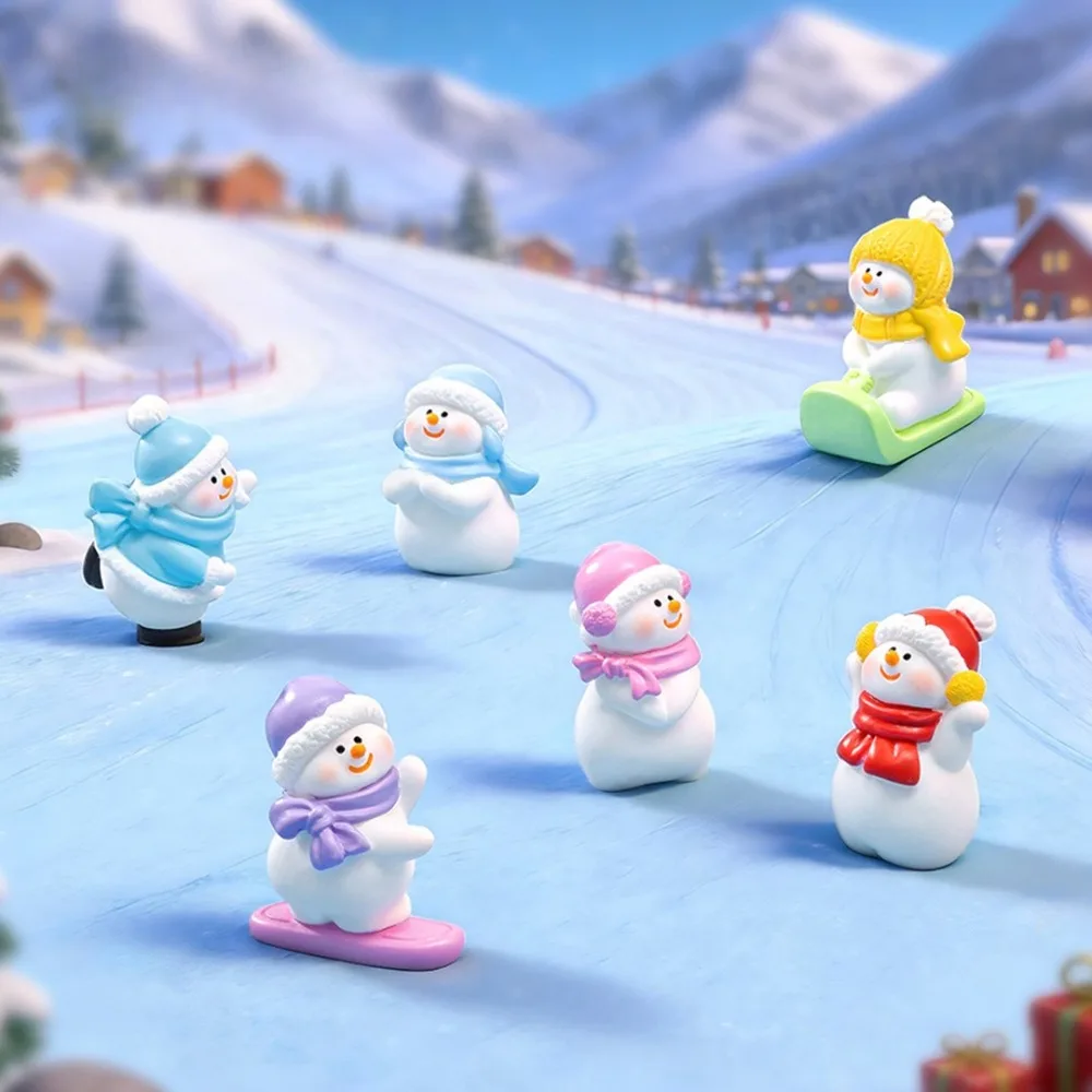Mini Snowman Figurine Cute Christmas Snowman Doll Micro Landscape Ornament DIY Snow Scene Decor Miniature Christmas Accessories