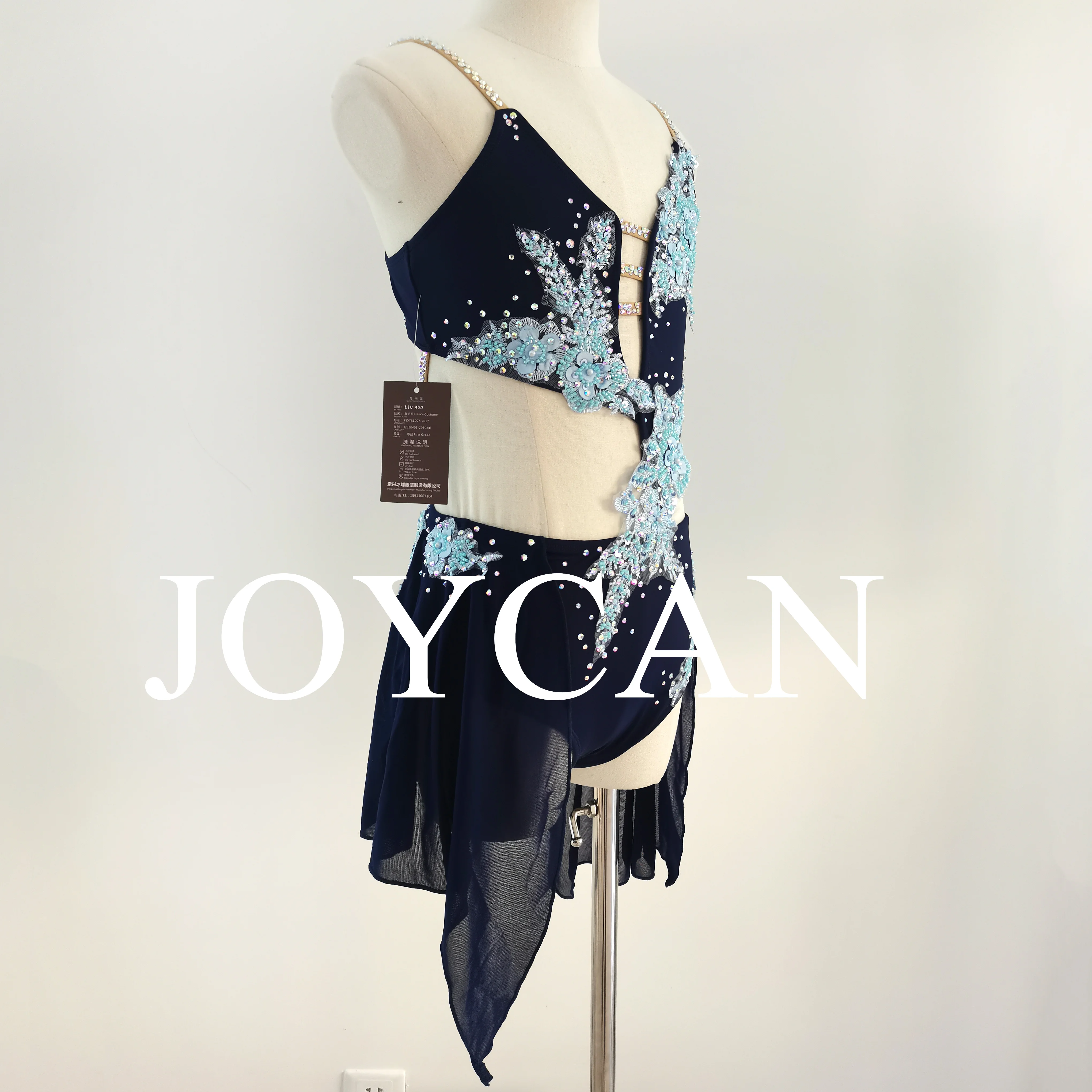 JoyCan Lyrical Dance Dress Blue Jazz Dance Costume Pole Dancing Clothes Girl Performance Training BD9183