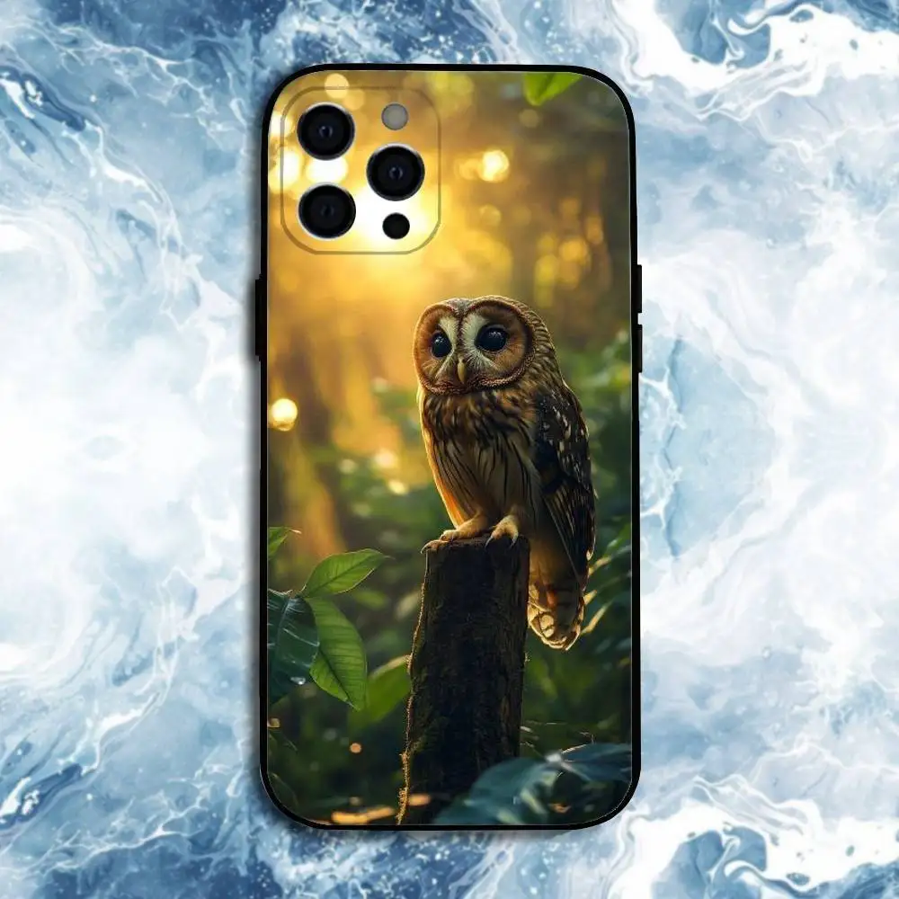 حافظة هاتف OWL FORST الواقعية لهاتف iPhone17,16,15,14,13,12,11 Plus, Pro Max, غطاء أسود من السيليكون الناعم #5