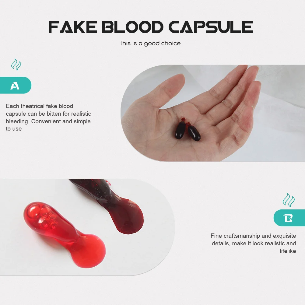 60pcs Realistic Vomiting Blood Capsules Fake Blood Prop Scary Party Trick Toys Halloween Horror Props Stage Performance Prank