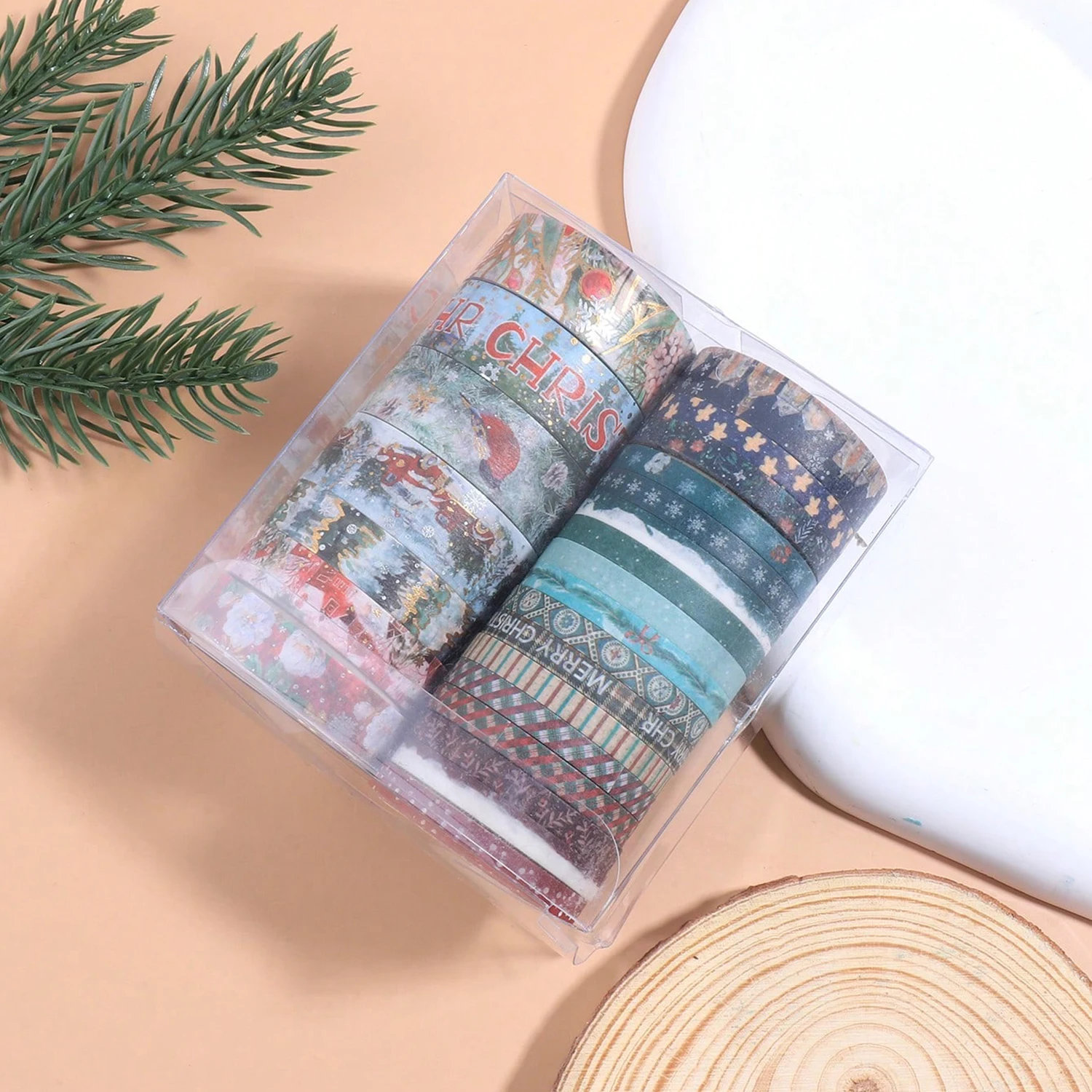 24 Rolls Christmas Washi Tape Set Holiday Decorative Masking Tape with Winter Snowflake Tree Plaid Patterns for Journaling Scrap