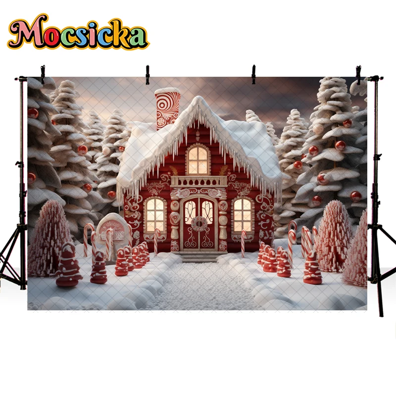 Christmas Candy Shop Backdrops Kids Adult Photocall Props Child Baby Photography Winter Country Gingerbread Store Background