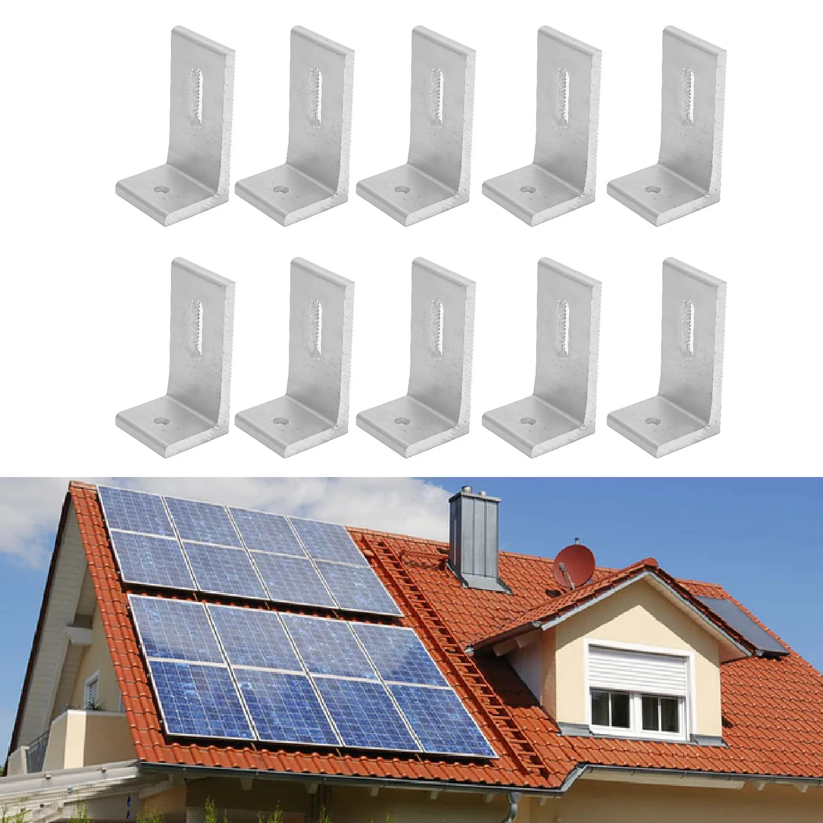 10PCS L Foot Solar Mount Aluminum Alloy Photovoltaic Panel Mounting Bracket for Roof PV System