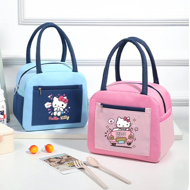 

Hello Kitty Cute Lunch Box Bag Cartoon Anime Pattern Cooler Bags for Women Portable Large Capacity Picnic Handbag Party Gifts