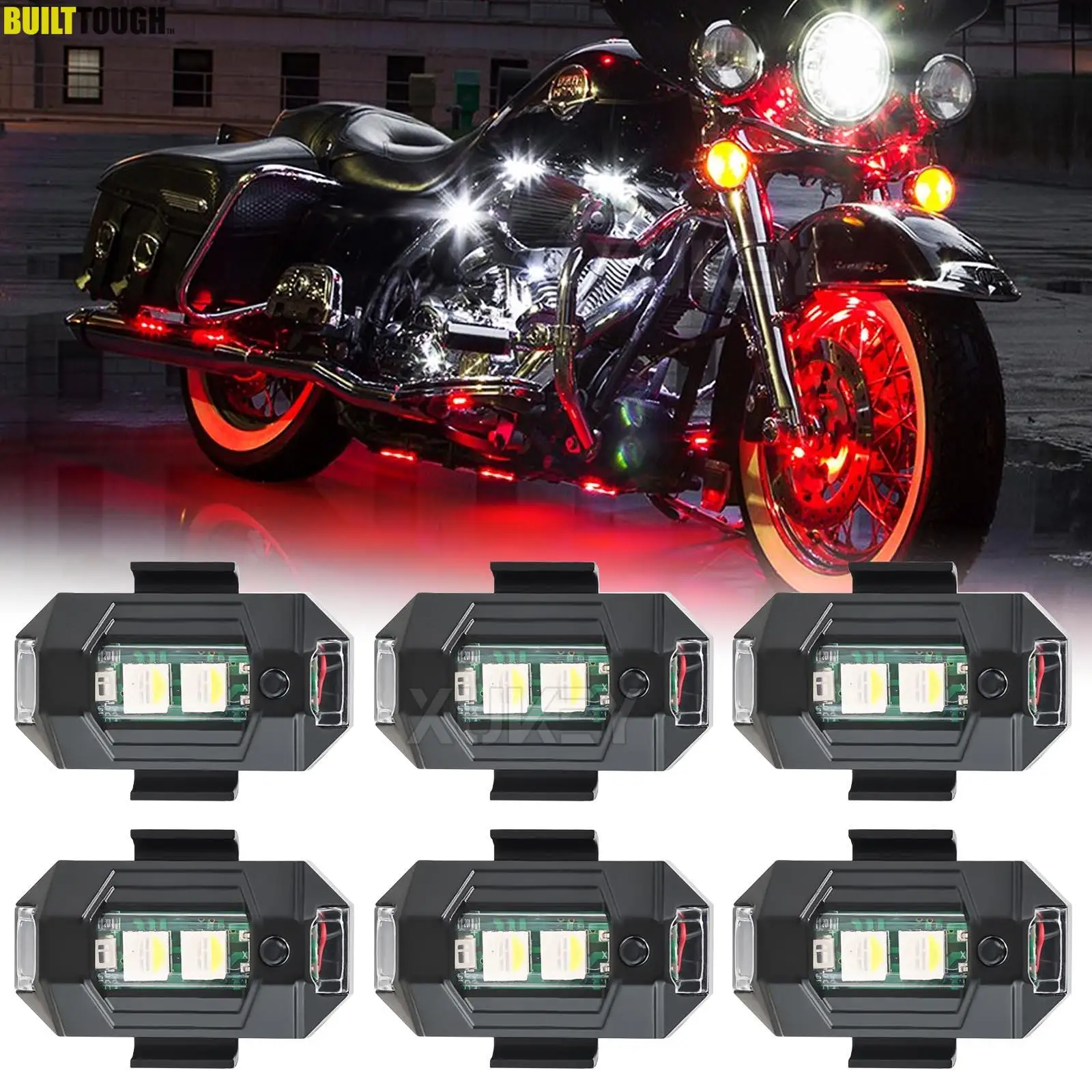 6Pc Universal Aircraft Strobe Light Motorcycle Anti-collision Warning USB Charging 7Colors Turn Signal Indicator Mini Flashing