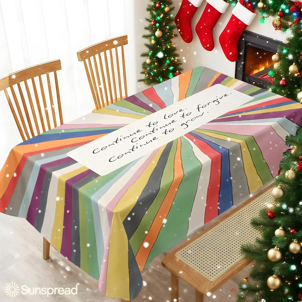 Rainbow Growth Table Cloth Waterproof Tablecloth Spill Proof Table Cloth, Wipe Clean Table Cloth for Dining Camping