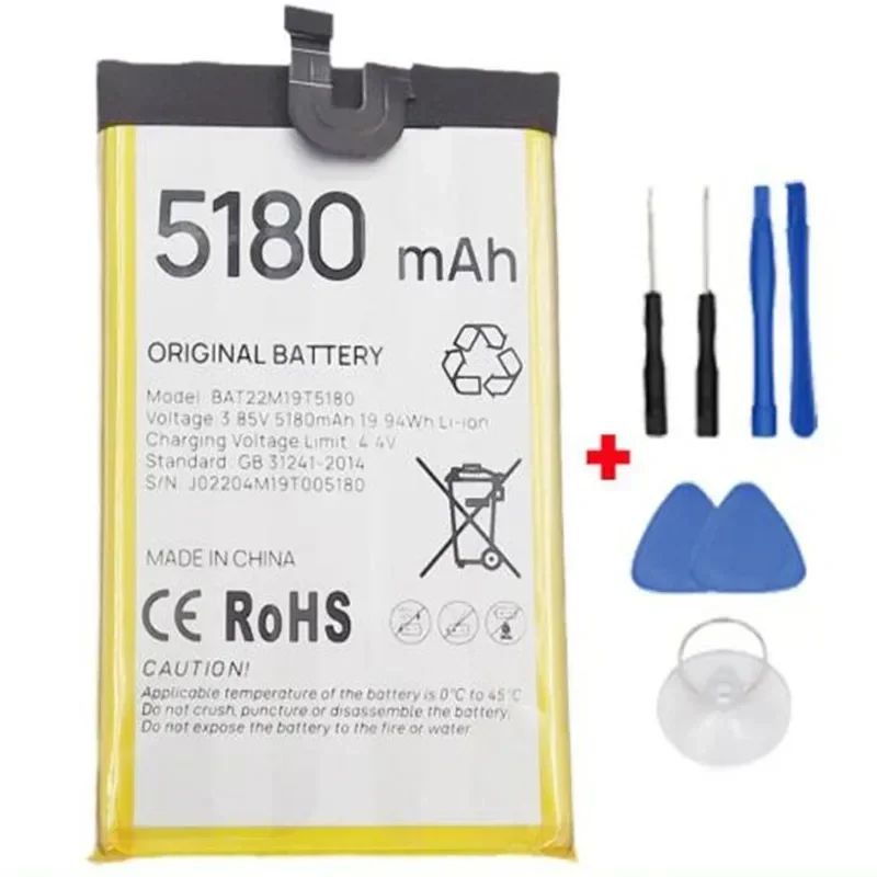 

For DOOGEE S51 pro battery 5180mAh New production date for Doogee BAT22M19T5180 battery In Stock