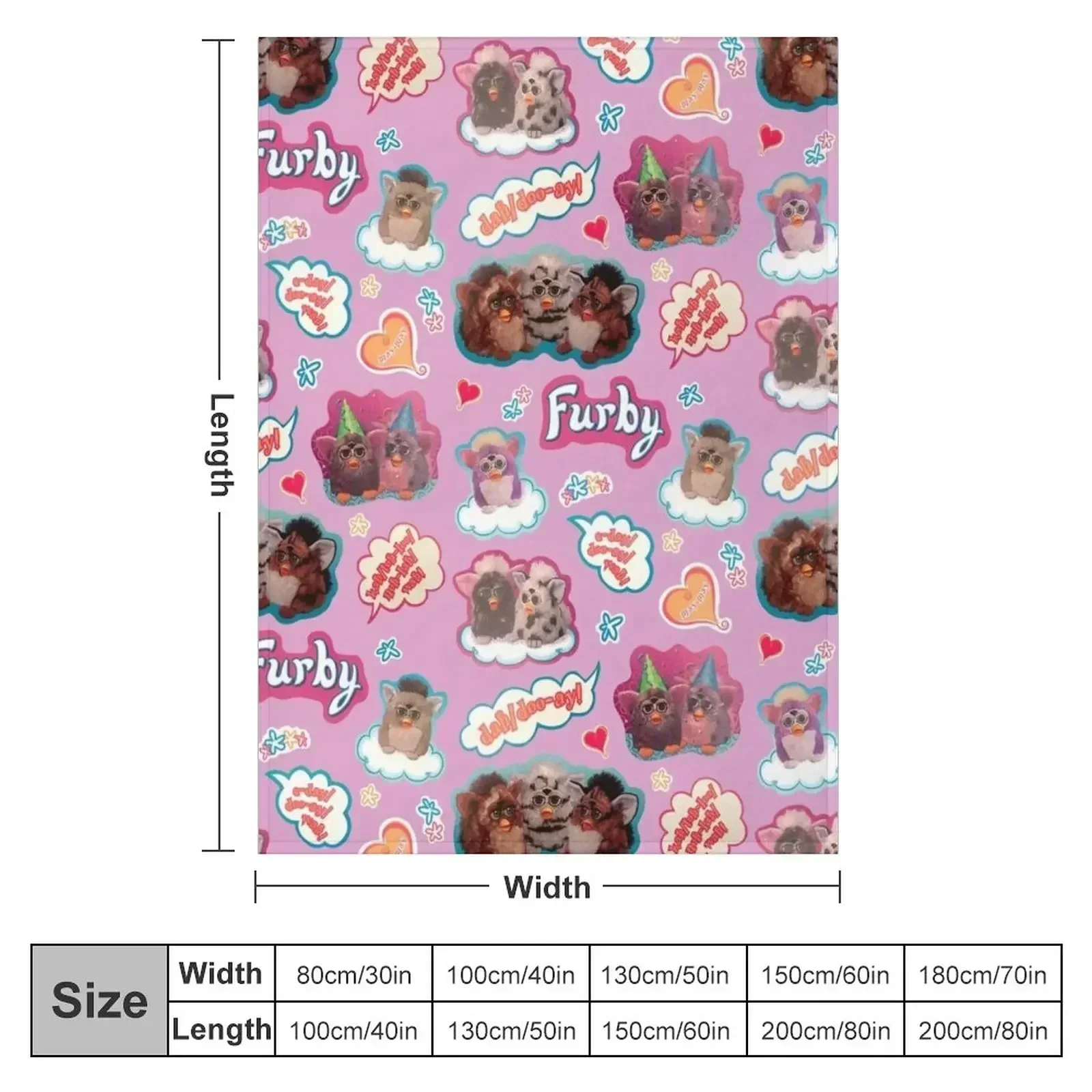 Authentic Vintage Y2K Furby Pack / Pattern Throw Blanket couch cozy soft plush fuzzy picnic outdoor blanket
