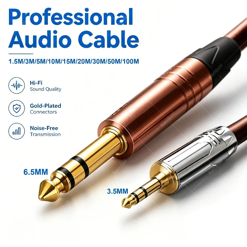 

3.5mm To 6.5mm TRS Stereo Audio Cable 1/4 Inch TRS Male AUX Cable 6.35mm TRS Audio Guitar 2M/10M/20M/30M/50M Connection Cable