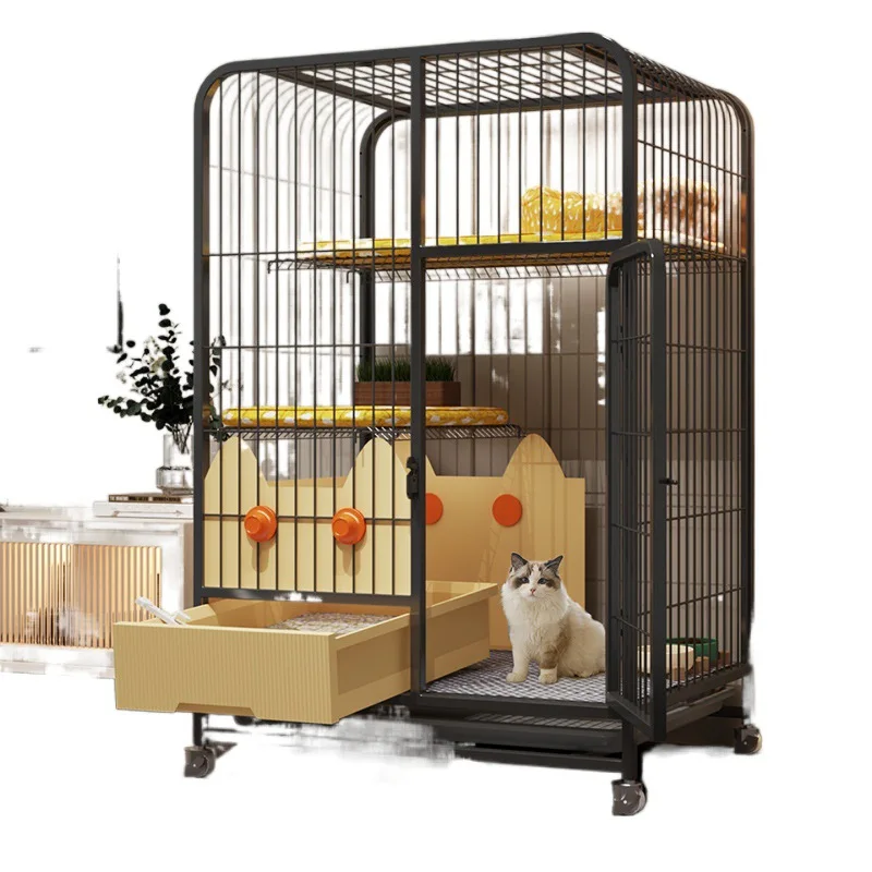 

Cat cage household indoor with toilet free space villa empty cage