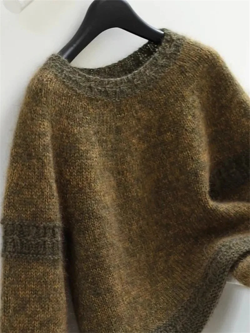 韓国ファッションカシミヤニットプルオーバー女性秋の新長袖 O ネックウールセーターソフトで快適なカジュアルセーター