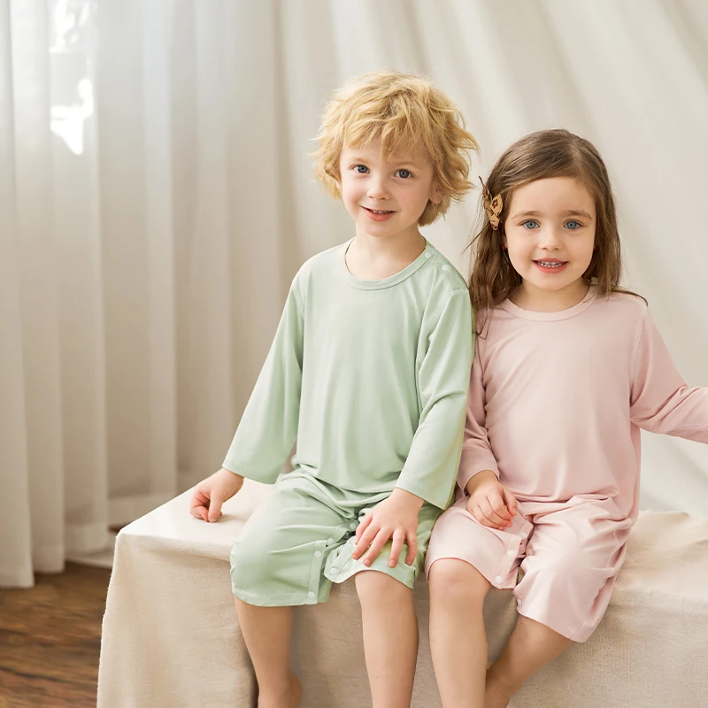 

Детский модальный комбинезон, пижамы, летняя тонкая цельная одежда для сна, наряд с кондиционером, унисекс, От 2 до 7 лет