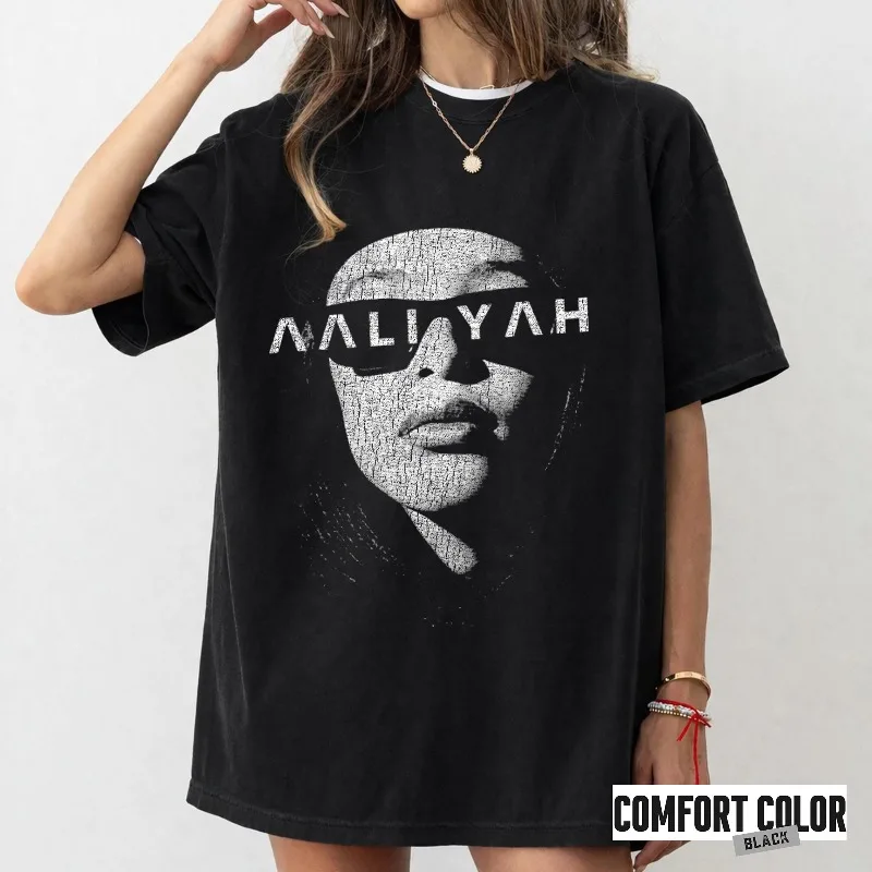 Aaliyah R&B Music Icon T-Shirt, 90er-Jahre-Retro-Baumwoll-T-Shirt, Sommer-Baumwoll-T-Shirt für Herren und Damen – Detail 2