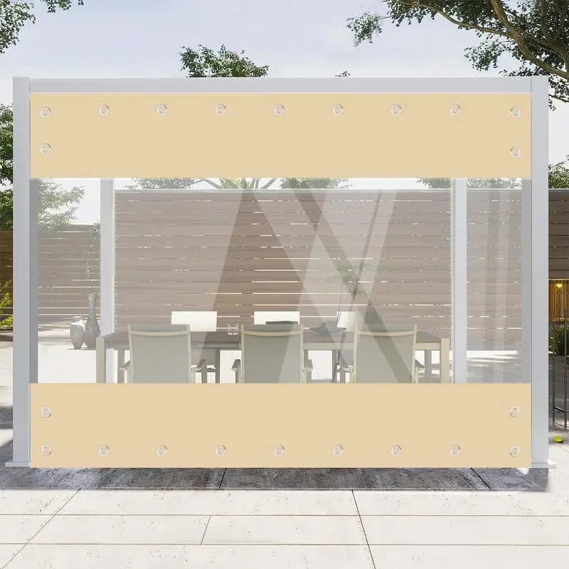 

Прозрачные виниловые шторы для террасы, 23 унции, сверхпрочные, водонепроницаемые, с защитой от УФ-излучения, устойчивые к разрывам, с люверсами