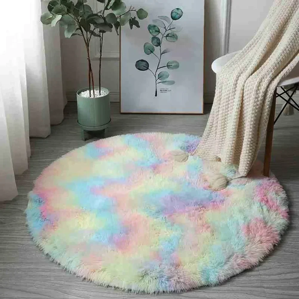 1pc 40cm/60cm Circle Round Shaggy Rug Yoga Meditation Mat Living Room Bedroom Anti-Skid Carpet Modern Style Home Decoration Mat