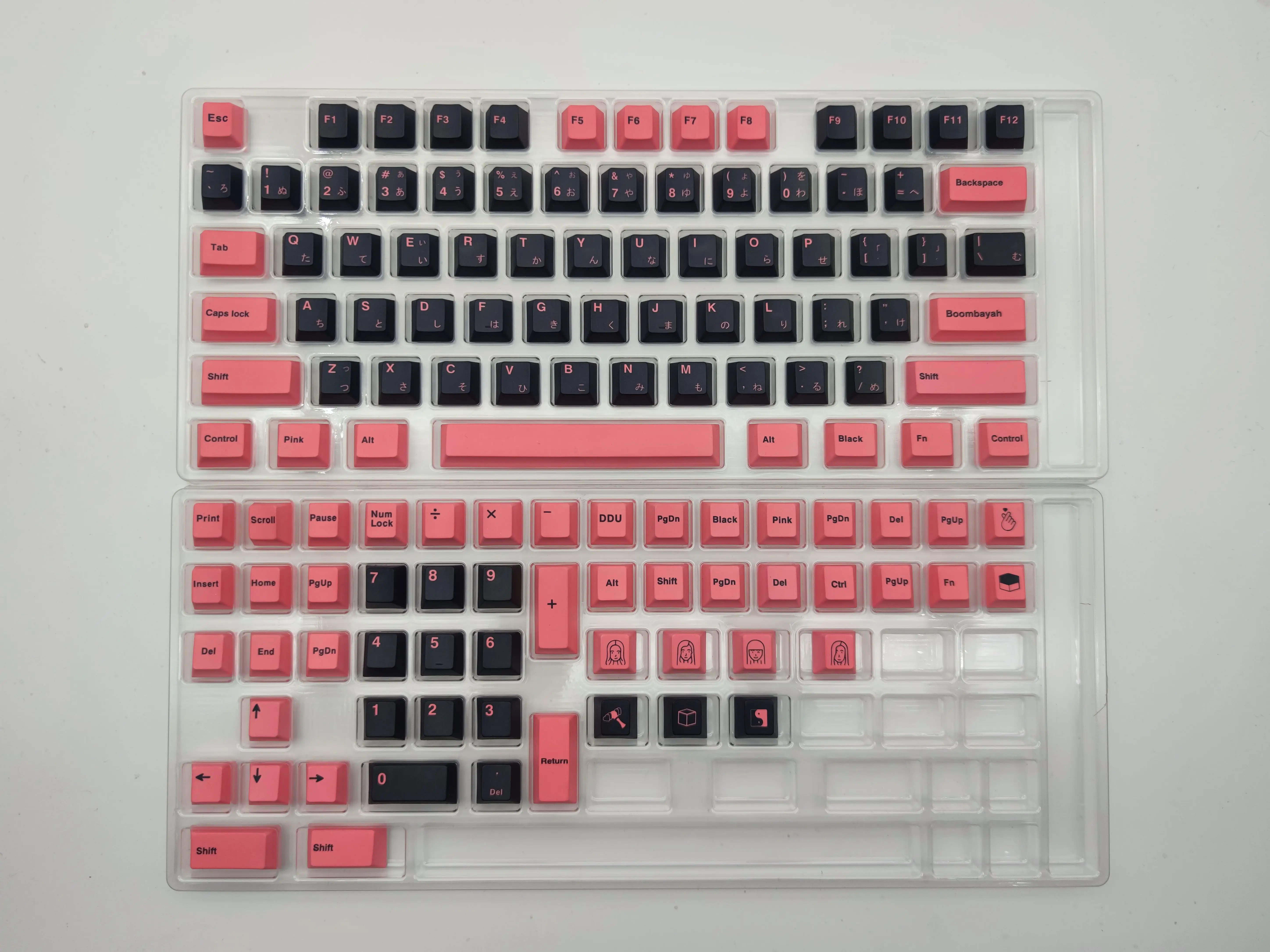 Imagem -06 - Teclas Pbt Personalizadas para Teclado Mecânico Perfil Cereja Dye-sub Gmk Preto Rosa 129 Teclas