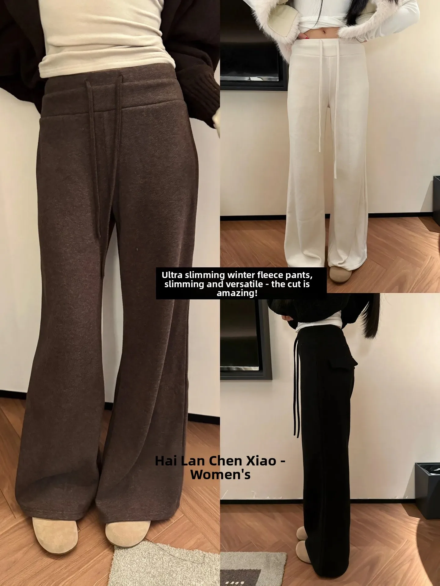 

Брюки женские Lulu Style с завязками, прямые, свободные, повседневные, зимние, в стиле Lazy Style, универсальные, расклешенные, длинные