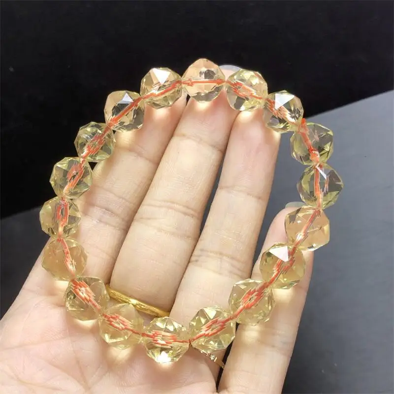 

Natural Lemon Citrine Quartz Bead Bracelet Women Reiki Healing Strand Jewelry For Female Holiday Gift 1PCS