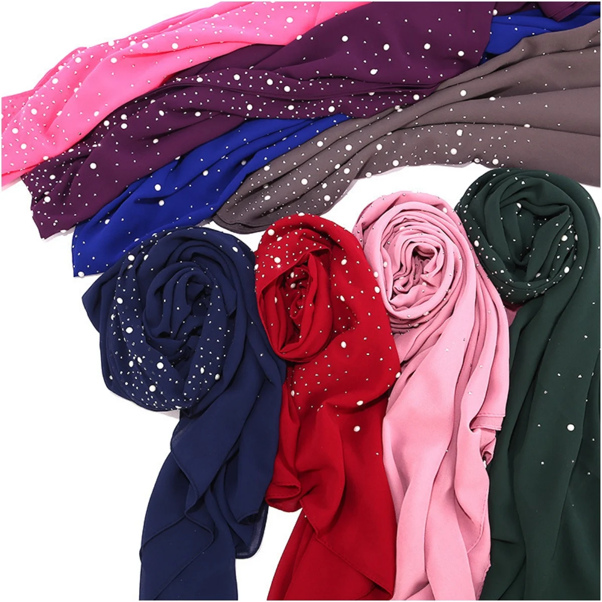 1 pieza de diamante Premium burbuja gasa musulmán chal bufanda Tudung Rhinestone Hijab bufandas para mujeres