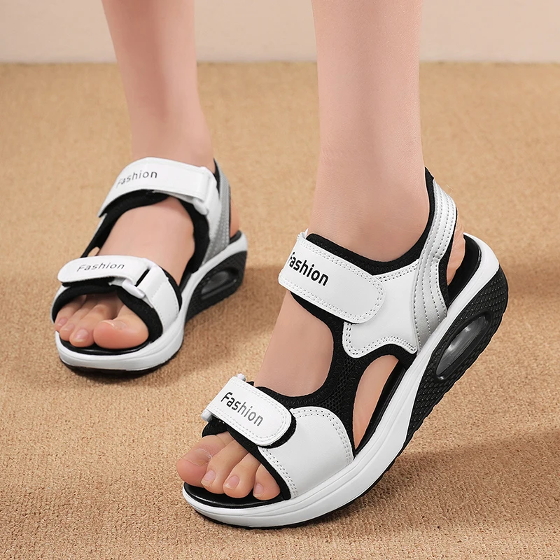 Women Casual Sneakers Shoes Platform Leather Sandals for Woman Summer Outdoor Breathable Wedge Beach Sandals Zapatillas De Mujer