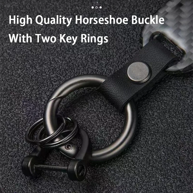 Car keychain keyring anti loss customized accessories creative personality real carbon fiber men's waist hanging metal keychain