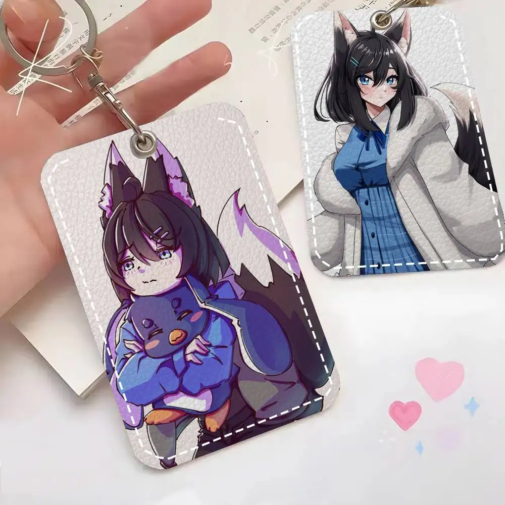 Eeiris Z-zuro Vtuber Anime Card Case Keychain Access Card Bag Key Tag Ring Leather Card Holder Key Ring Access