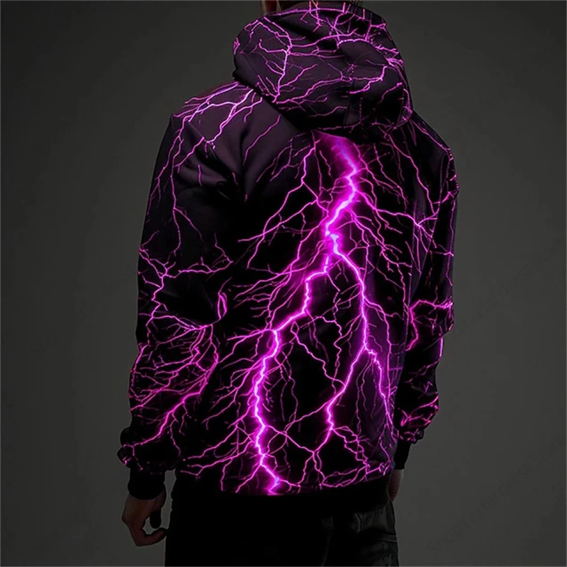 Nueva Sudadera con capucha con estampado 3d de iluminación Retro para hombre y mujer, sudaderas con capucha a la moda, abrigo para niño, sudaderas para mujer, chándal de calle de gran tamaño para adolescentes