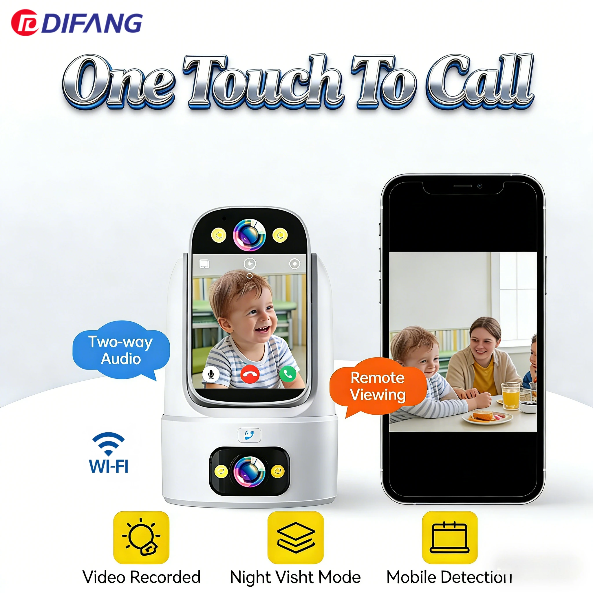 

Универсальная 3-экранная радионяня с портативным ЖК-дисплеем, 2K, мини-камера безопасности Wi-Fi, двусторонняя аудио-видео радионяня