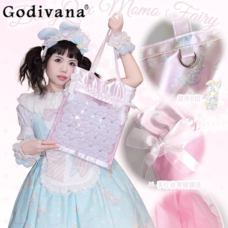 

Japanese College Style Girls Drawstring Ribbon Itabag Sweet Cute Satin Shoulder Bag Women Daily Versatile Large Capacity Bags