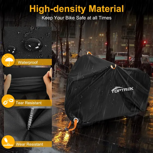 Imagen 2 del producto Toptrek-funda para bicicleta Oxford 210D, almacenamiento al aire libre, impermeable y Anti-UV, con membrana impermeable para dos bicicletas