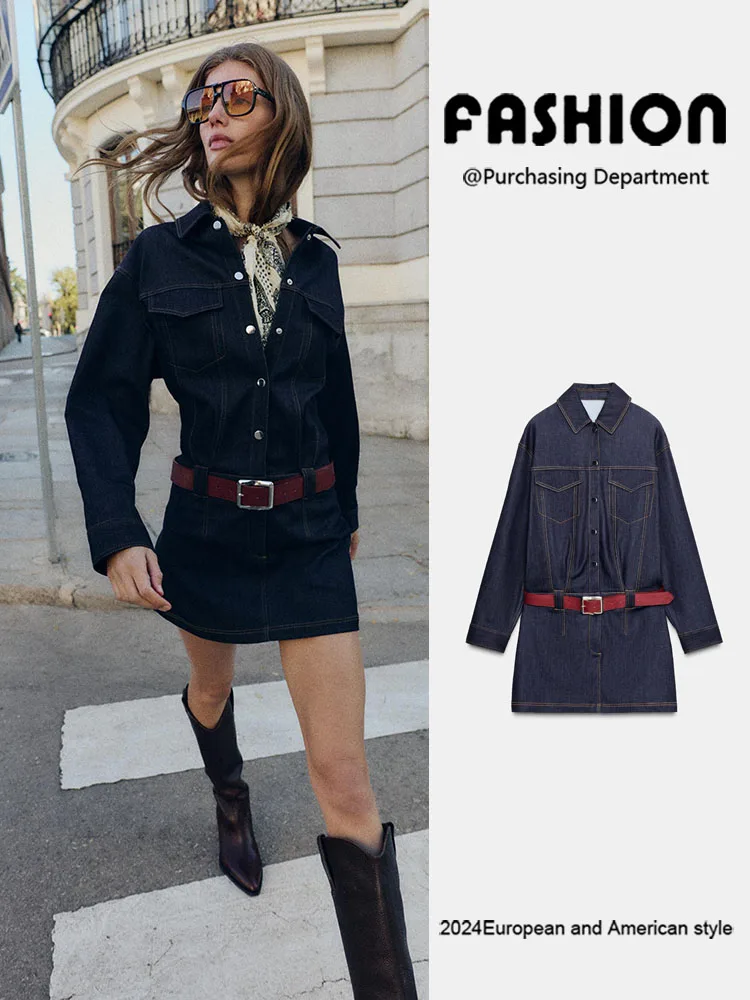 Faionable ort Denim Dr con cintura per donna Nuovo arrivo inverno 2025 Ele Versatile cappotto da donna europeo Sle lungo...