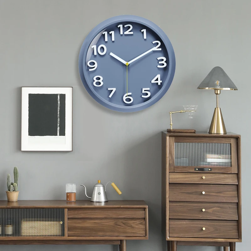 11 Inch New Cubic Wall Clock Round Simple Clock For School Study Living Room Clock Silent Quartz Movement Alarm Clocks