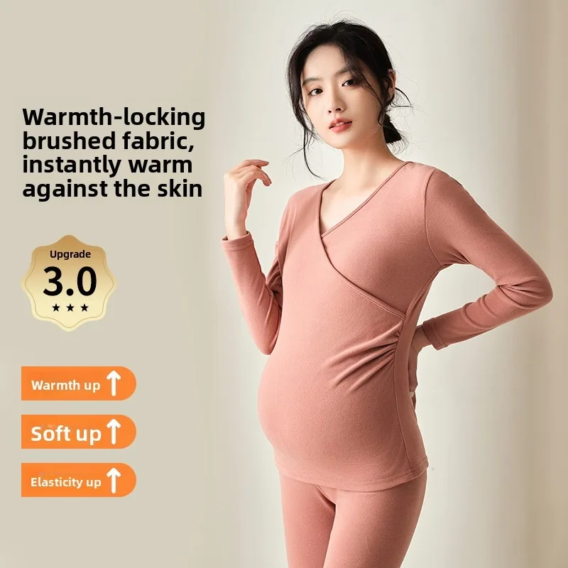 モーダルマタニティパジャマ授乳ガウン春秋ホーム服無地産後女性用パジャマ