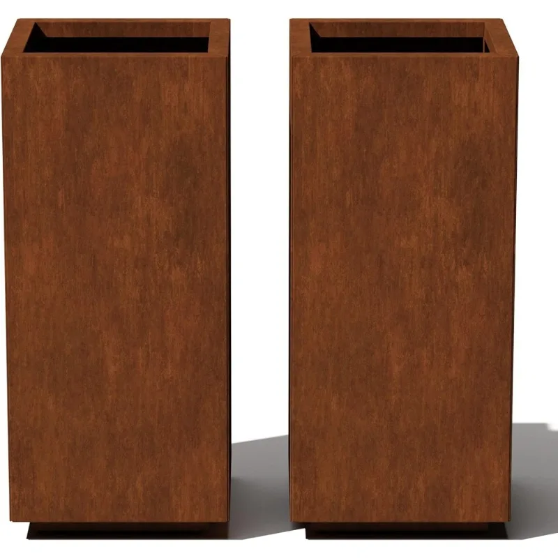 

Высокий укороченный стальной кашпо для улицы, современный деревенский пьедестал, кашпо для растений, деревьев и цветов, патина из натуральной ржавчины, всепогодная