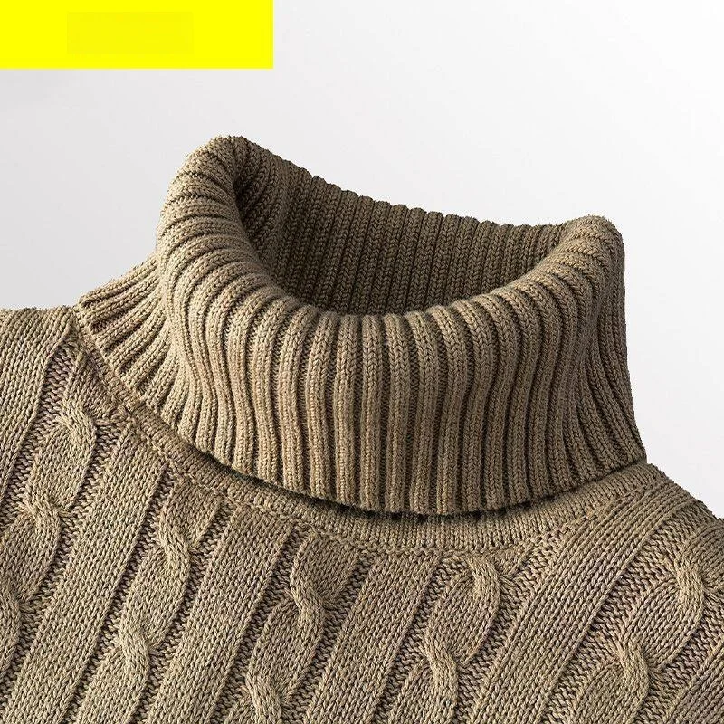 Men's High Collar Fce Lined Thi Knitted Sweater Soft Warm Innerwear Ciwalk Winter Long Sve High Ne Warmth