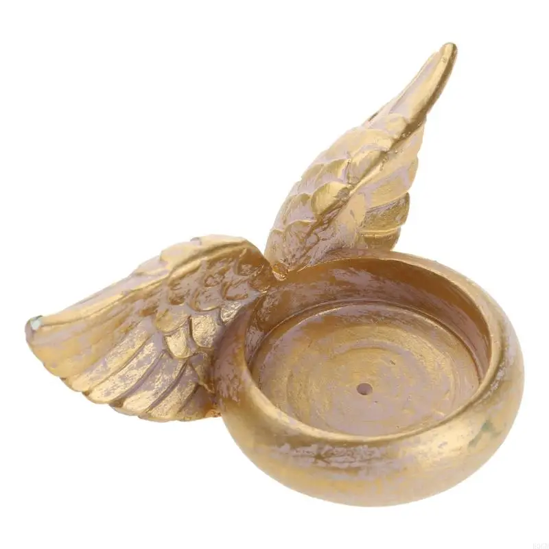 E06b Angel Wings Holder Holder Resin Statue Decorazione per casa Preghiera Regali candelatura