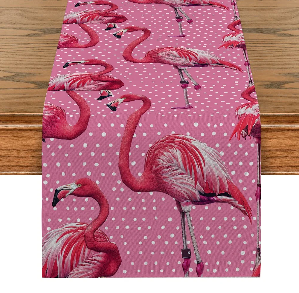 Watercolor Style Table Runner Dining Table Flamingo Living Room Dustproof Table Runner Home Console Dining Table Decoration