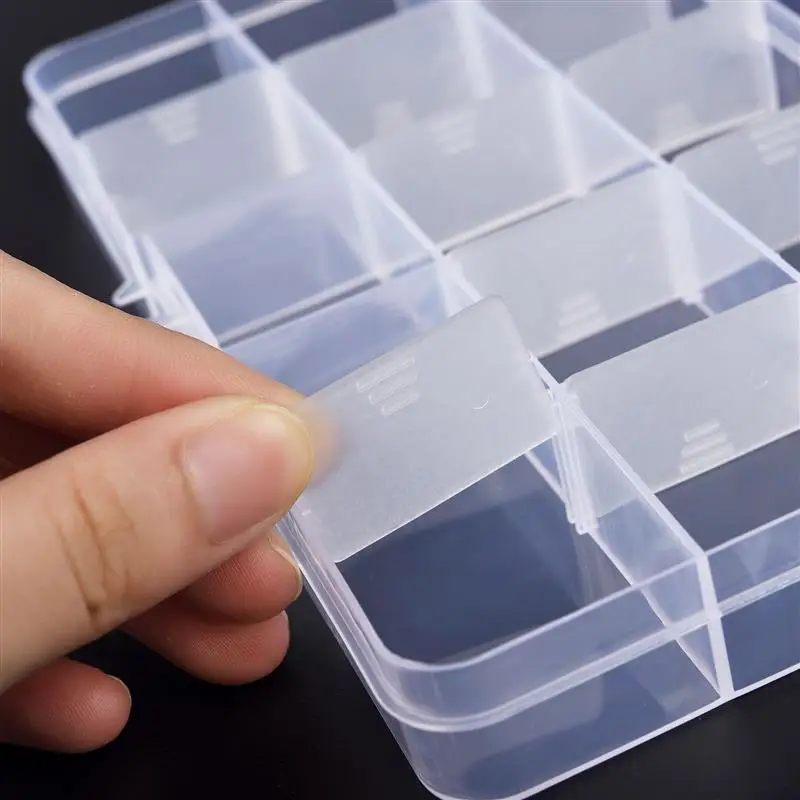 Transparent Plastic Storage Jewelry Box Compartment Adjustable Container For Beads Earring Box For Jewelry Rectangle Box Case