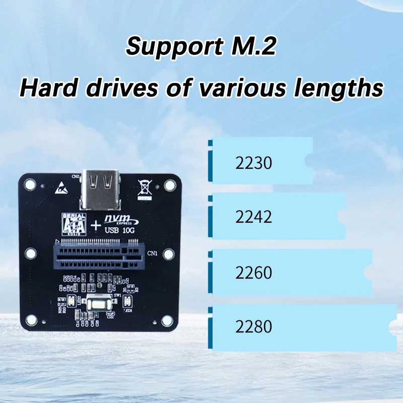 UTHAI U080 RTL9210B Dual Protocol M.2 NVMe/NGFF Hard Disk Box Adapter Type-C USB3.1 10Gbps Adapter Card