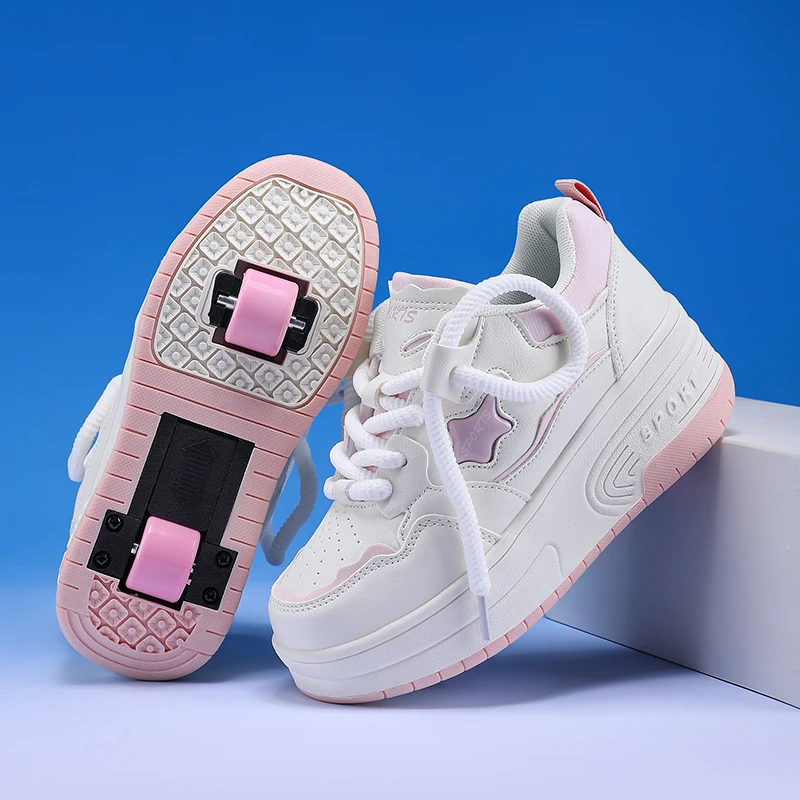 

2025 New Heelys (Fall & Winter) for Kids: Girls' 2-Wheel Invisible Skates, Boys' White Rollers