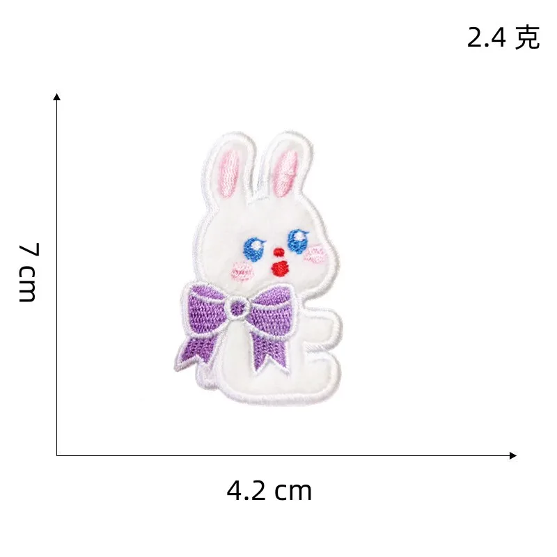 Plush Cute Rabbit Self-adhesive Embroidered Patches On Clothes Cartoon Animals Patches For Clothing Stickers Sewing Applique DIY