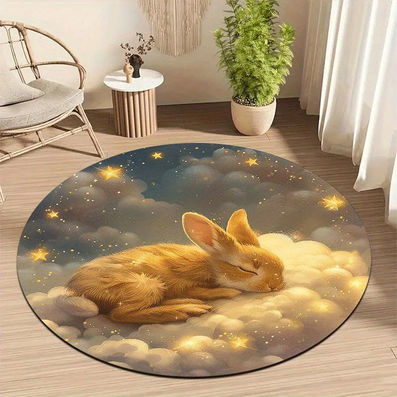 Super Soft Fluffy Rabbit Cloud Round Area Rug Pet Mat Plush Nursery Decor Kids Cartoon Style Throw Cozy Living Room Bedroom Floo